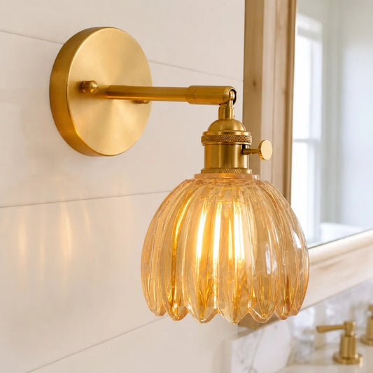 Brenton Vintage Lotus Glass Wall Light