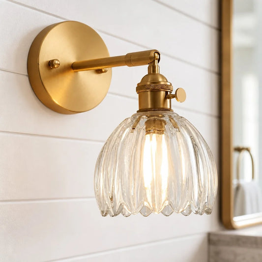 Brenton Vintage Tulip Colorful Fluted Glass Wall Light