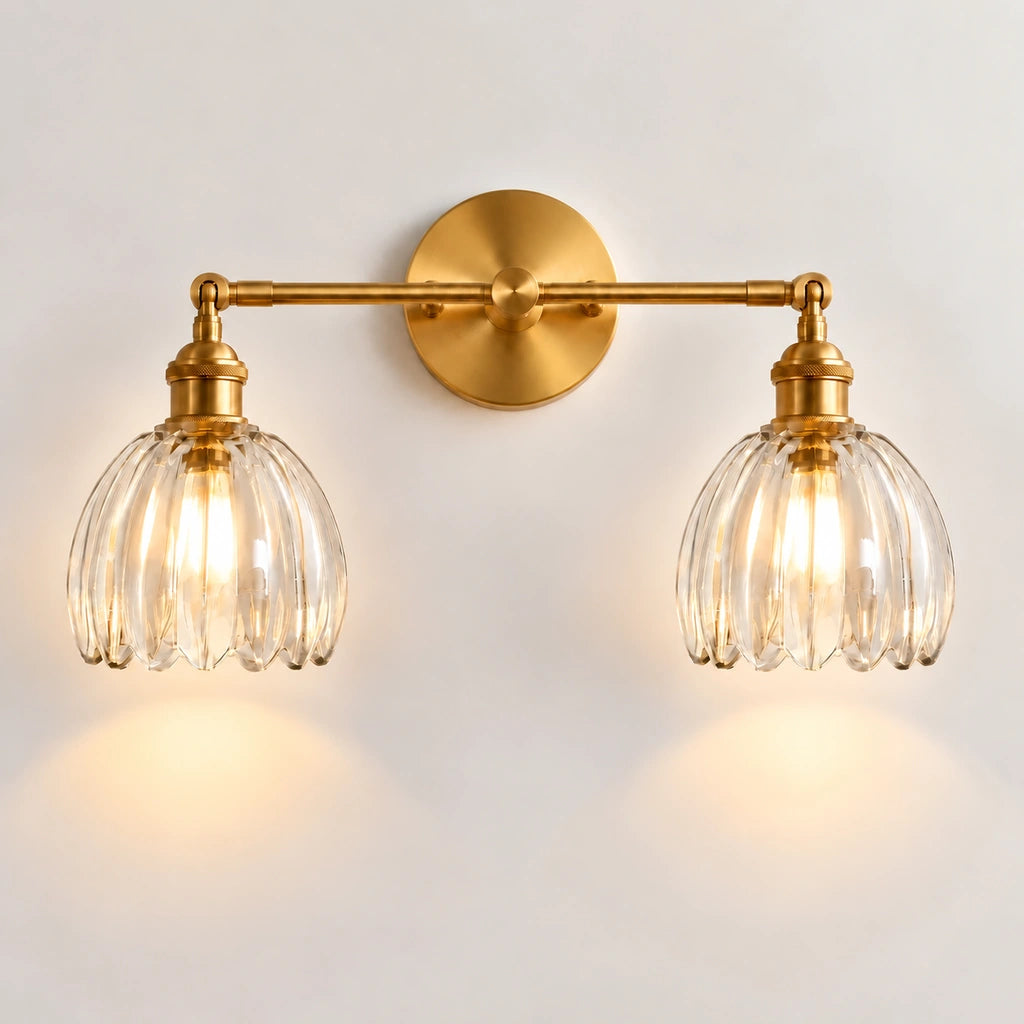 Brenton Vintage Tulip Fluted Glass Wall Light - no socket switch - view 19