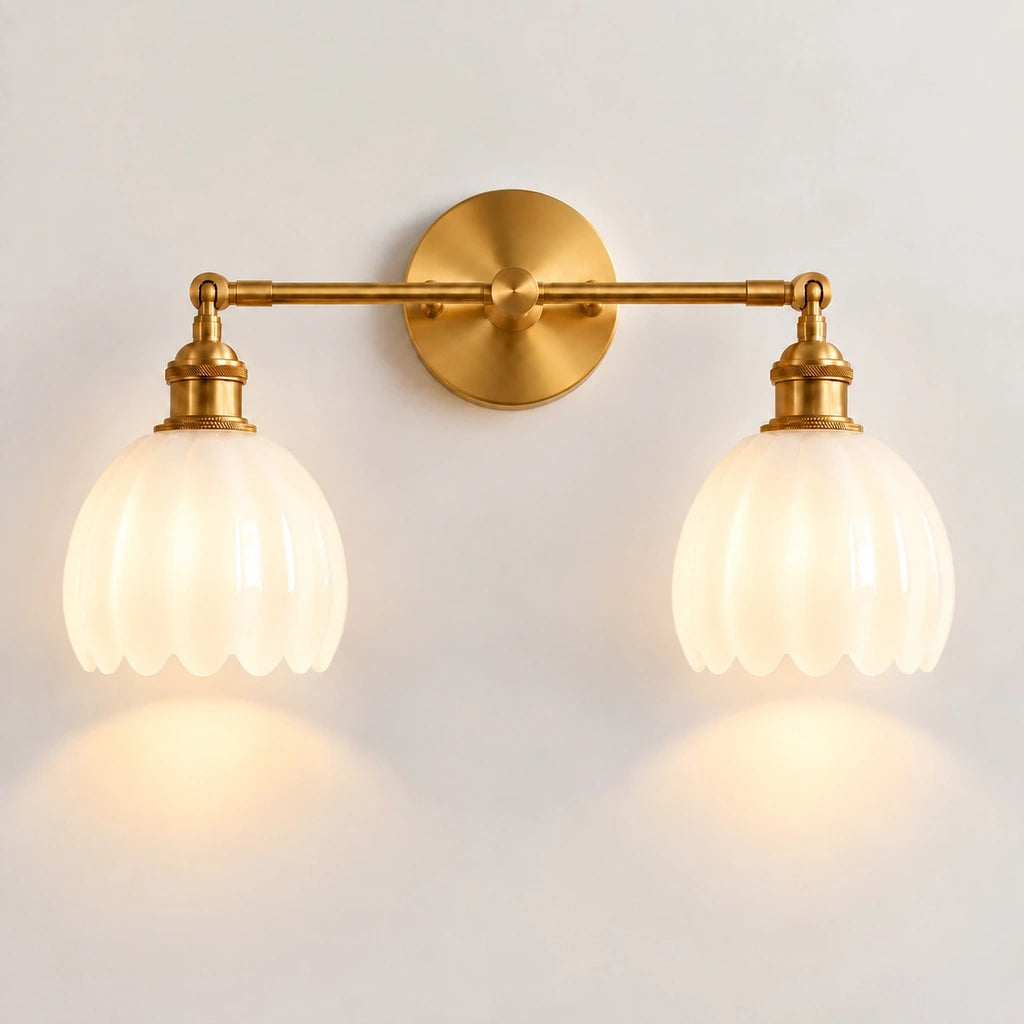 Brenton Vintage Tulip Fluted Glass Wall Light - no socket switch - view 20