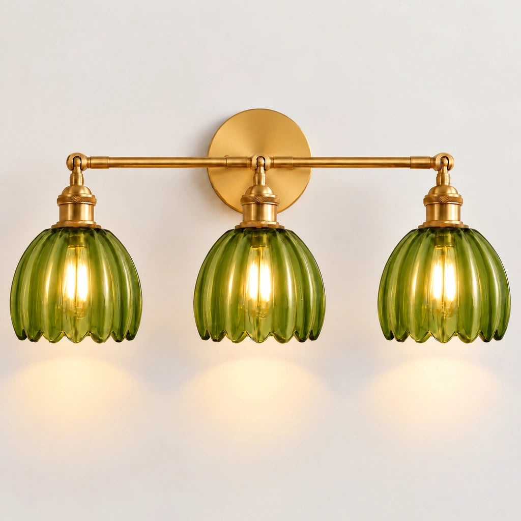 Brenton Vintage Tulip Fluted Glass Wall Light - no socket switch - view 23