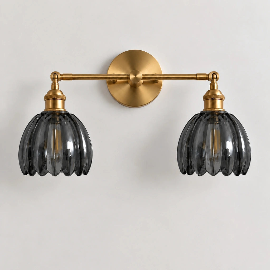 Brenton Vintage Tulip Fluted Glass Wall Light - no socket switch - view 29