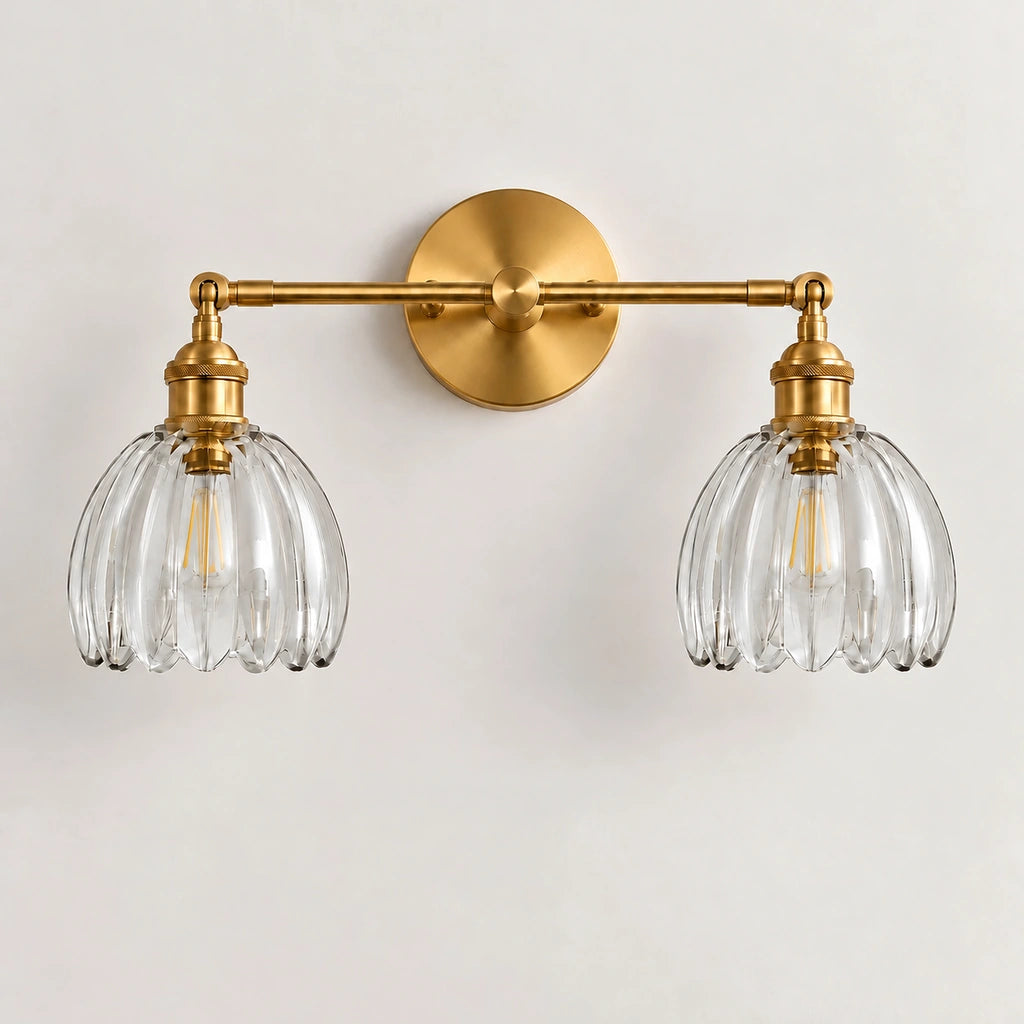 Brenton Vintage Tulip Fluted Glass Wall Light - no socket switch - view 31