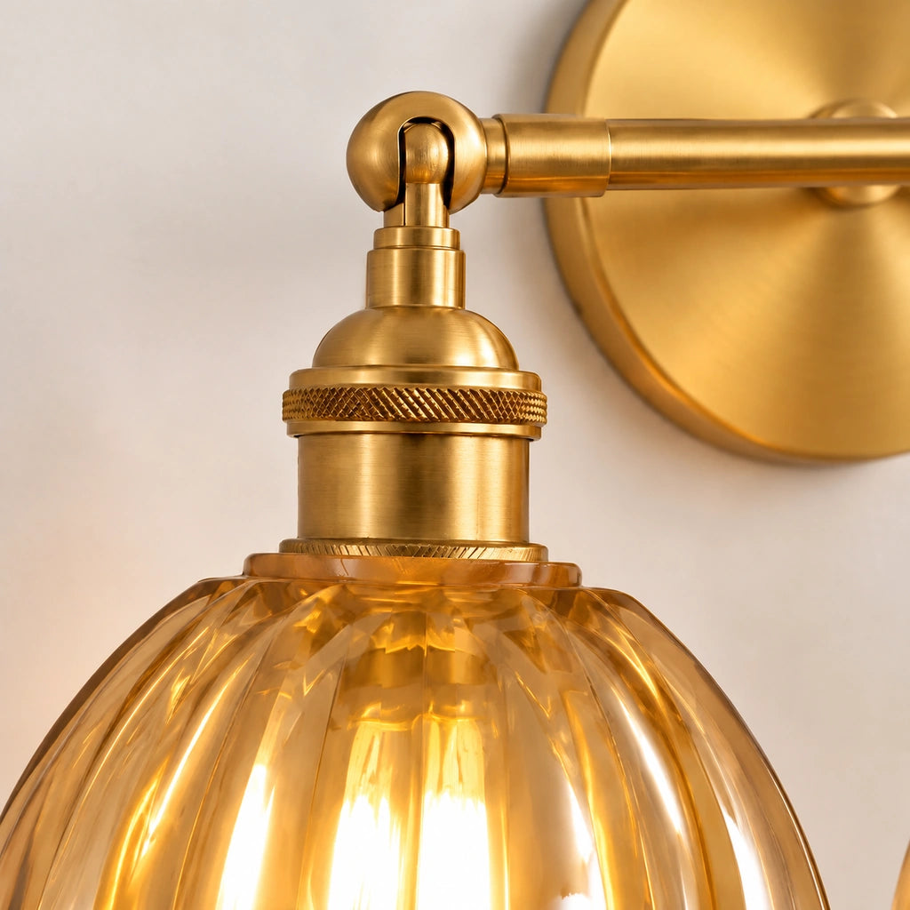 Brenton Vintage Tulip Fluted Glass Wall Light macro detail Brenton Vintage Tulip Fluted Glass Wall Light（34）.webp