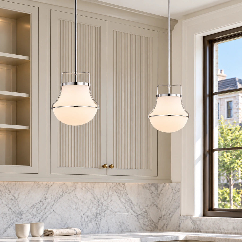 Bria Polished Nickel Dia 10.4 inch close installed scene