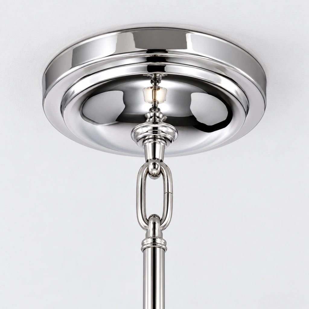 Bria schoolhouse pendant detail, canopy and rod