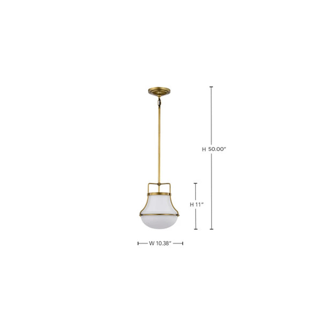 Bria schoolhouse pendant dimension diagram, Dia 10.4 inch size