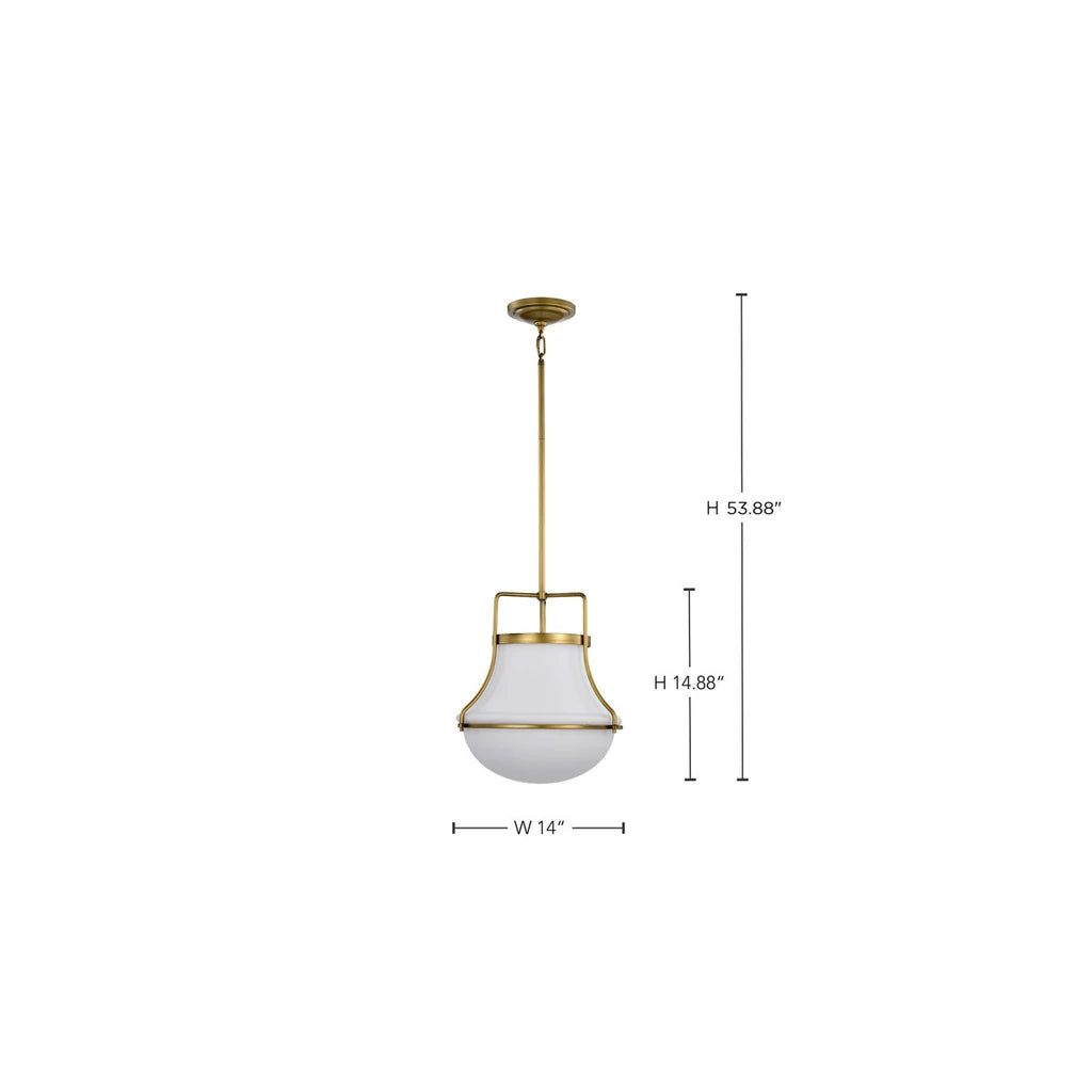Bria schoolhouse pendant dimension diagram, Dia 14.0 inch size