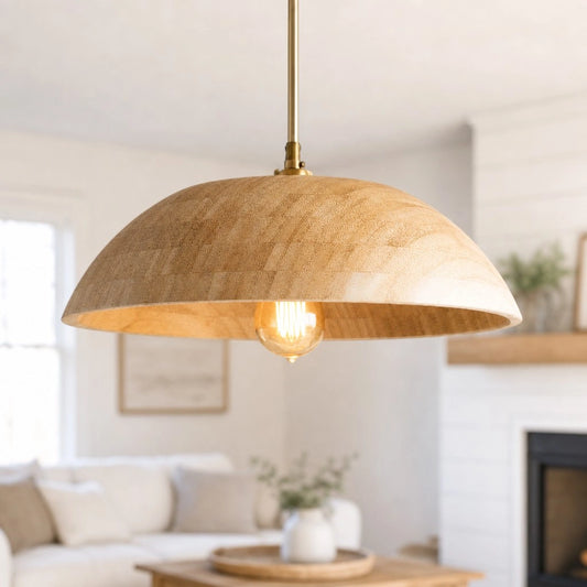 Briallen Bohemian Wood Bowl Pendant Light