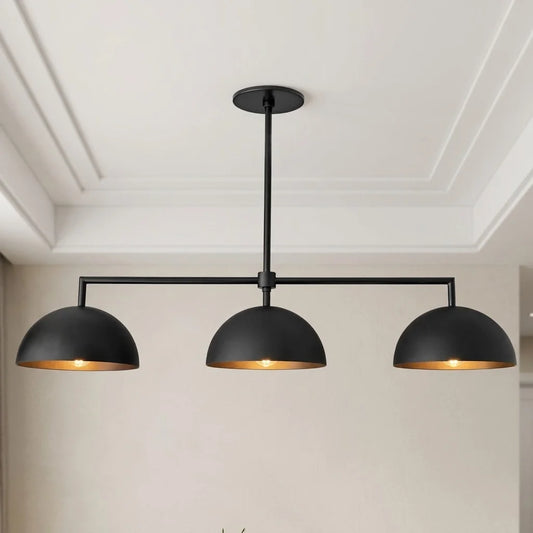Brice Modern Linear Metal Three Dome Chandelier