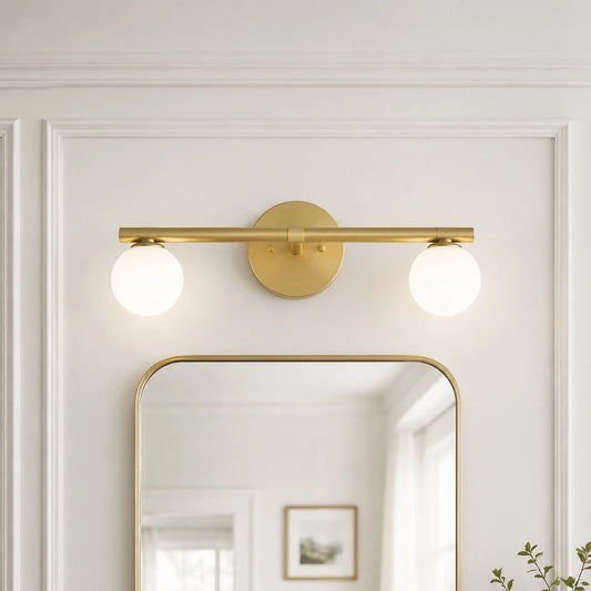 Brielle Modern Globe Glass Metal Linear Wall Sconce