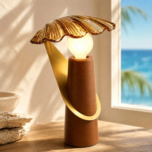 Brinleyth Modern Scallop Shell Glass Table Lamp