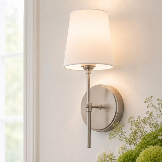 Briony Minimalist Fabric Metal 1-light Wall Sconce
