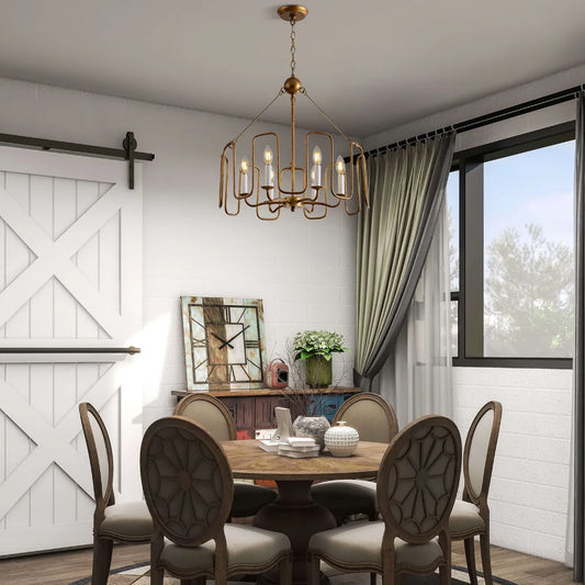 Bronwen Retro Farmhouse 6-Light Drum Metal Pendant Light