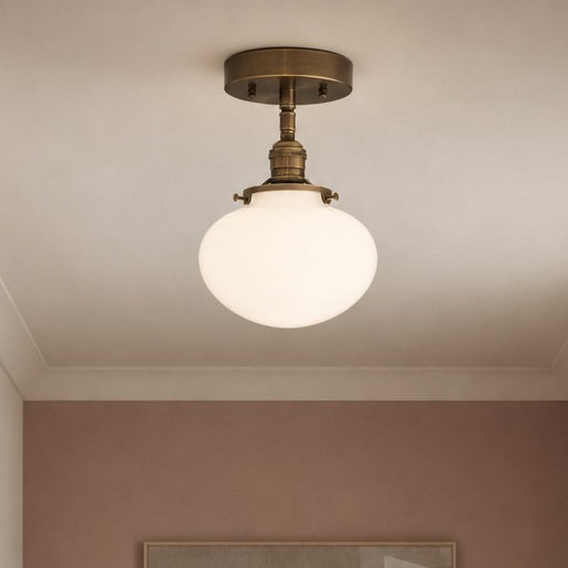 Bronwyn Retro Milk Glass Dome Ceiling Light