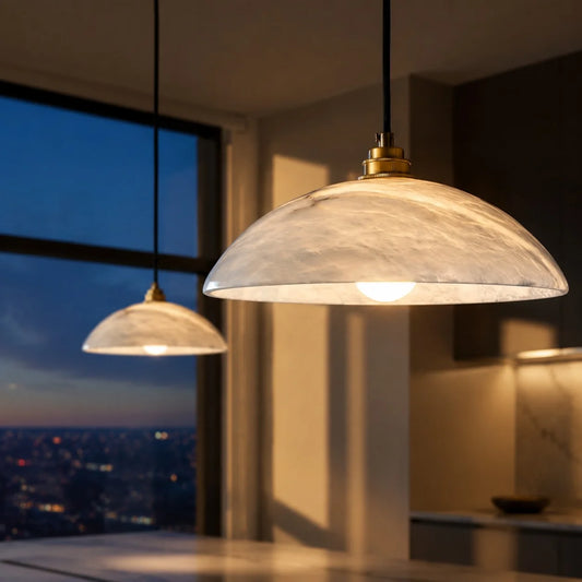 Bryndis Modern Plug-In Dome Alabaster Pendant Light