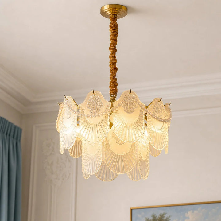 Brynna Vintage Tiered Capiz Shell Glass Chandelier