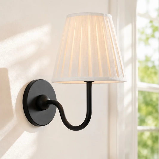 Cacia Vintage Drum Pleated Fabric Shade Wall Sconce