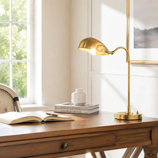 Caelum Art Deco Shell Metal Adjustable Table Lamp