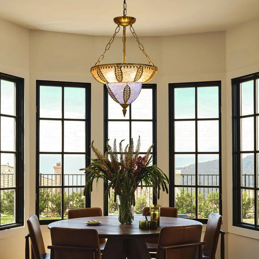 Caelum Vintage 3-Light Colorful Cone Adjustable Chandelier