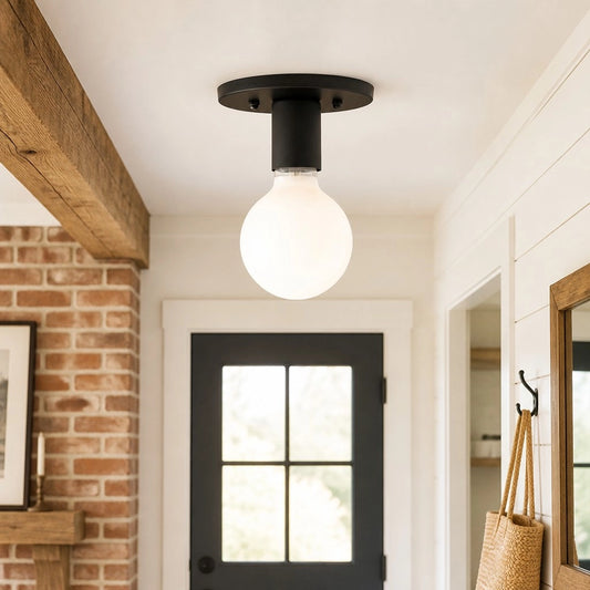 Calanthe Modern White Globe Semi-Flush Ceiling Light