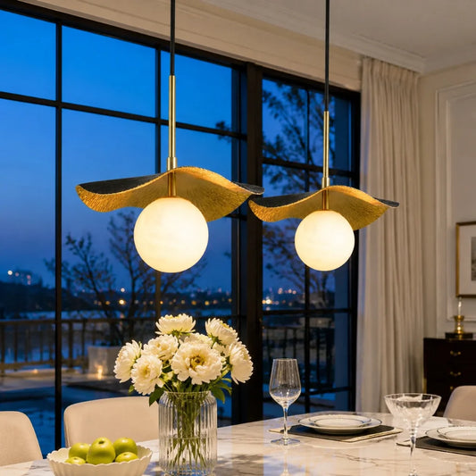 Calix Modern Organic Wave Alabaster Pendant Light