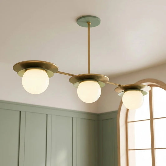Calla Modern Art Deco Linear Brass Orb Chandelier