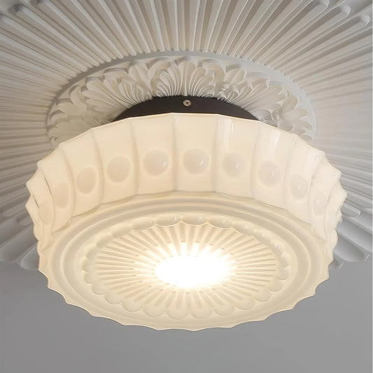 Callista Vintage Drum Antique Glass Ceiling Lamp