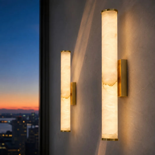 Callisto Modern Metal Alabaster Cylindrical Wall Lamp