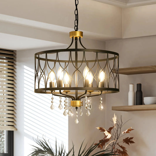 Callum Farmhouse Metal Cage 6-Light Chandelier