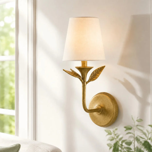Camila Rustic Botanical Forged Iron Wall Sconce