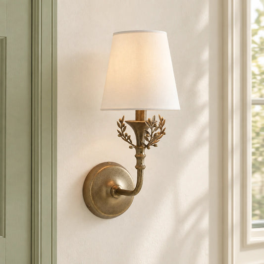 Camila Rustic Botanical Forged Iron Wall Sconce