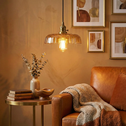 Cathy Vintage Brass Glass Dome Pendant Light