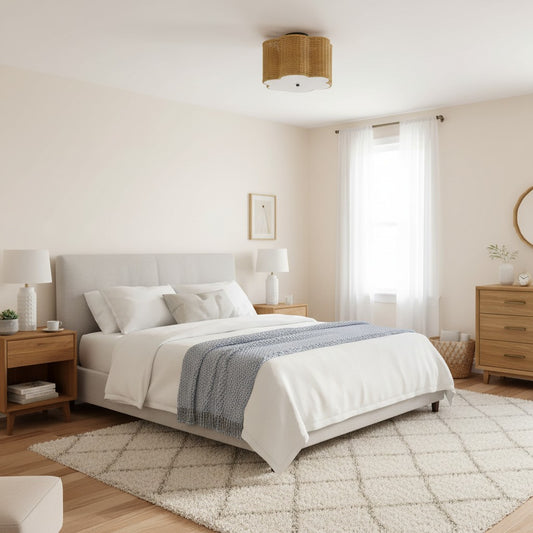 Farmhouse Flower Rattan Flush Mount Ceiling Light