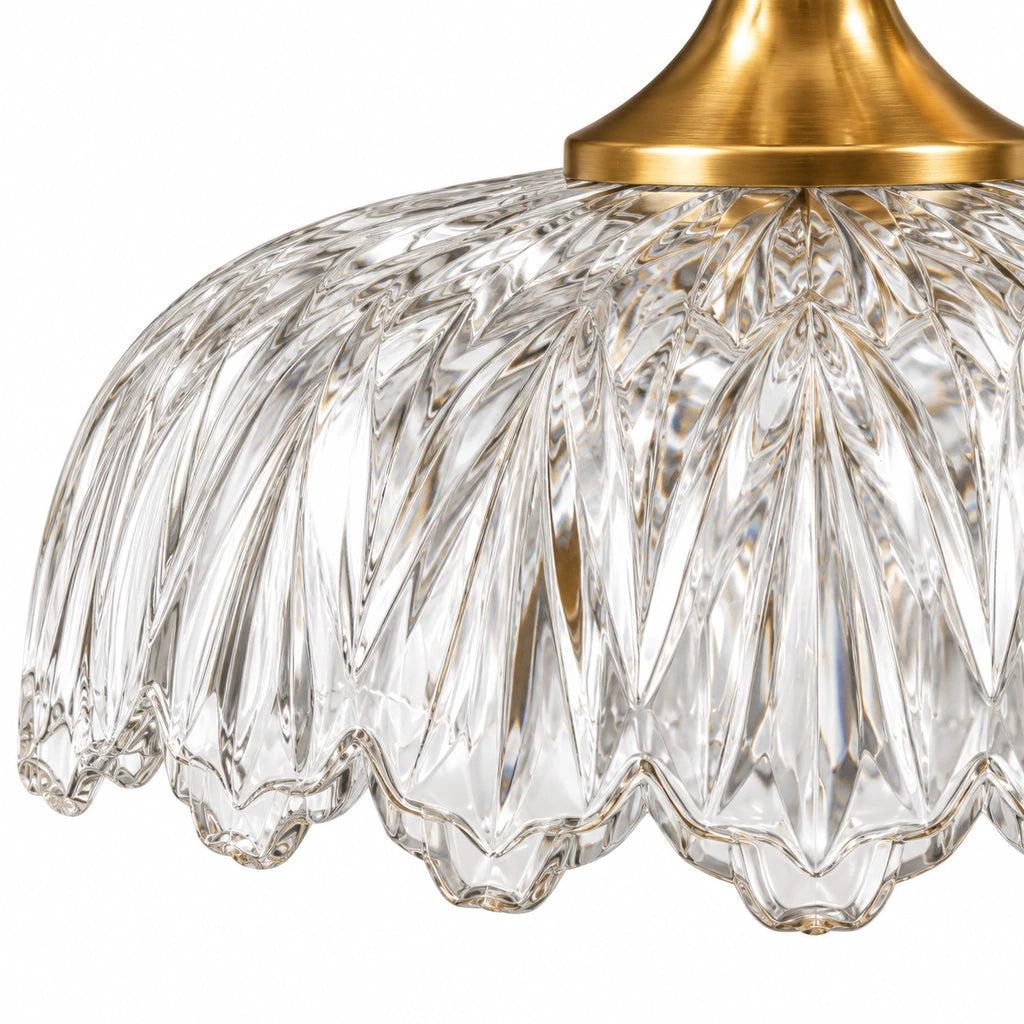 Cecily Vintage Scalloped Glass Wall Sconce, scalloped glass shade detail