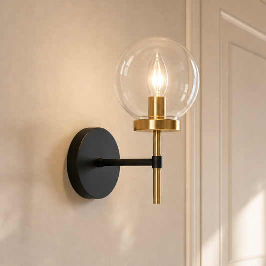 Cedan Industrial Metal Glass Globe Wall Sconce
