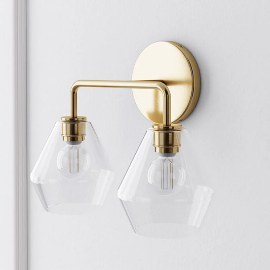 Celeste Modern Sculptural Geometric Brass Glass Wall Sconce