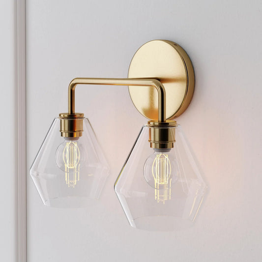 Celeste Modern Sculptural Geometric Brass Glass Wall Sconce