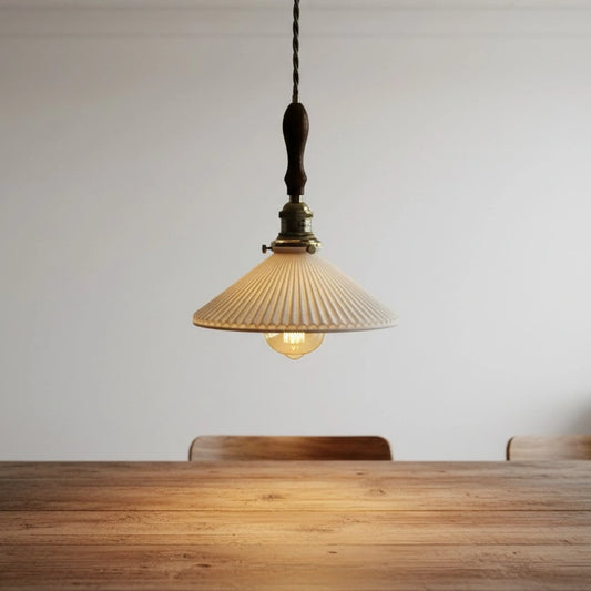 Ceramic Wood Brass Pendant Light - 108PL
