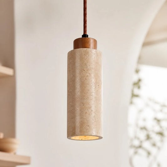 Cerelia Modern Wabi-Sabi Travertine Natural Stone Bedside Mini Pendant Light