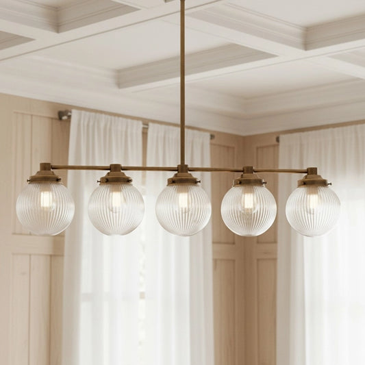 Monroe Vintage Ribbed Glass Globe Linear Chandelier