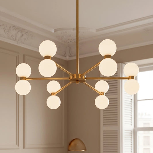 Emaree Modern Geometric Multi Globe Brass Chandelier