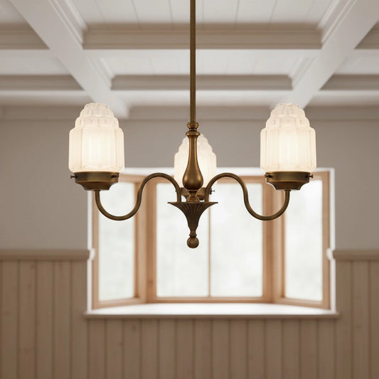 Elias Retro Metal Tiered Shade Chandelier