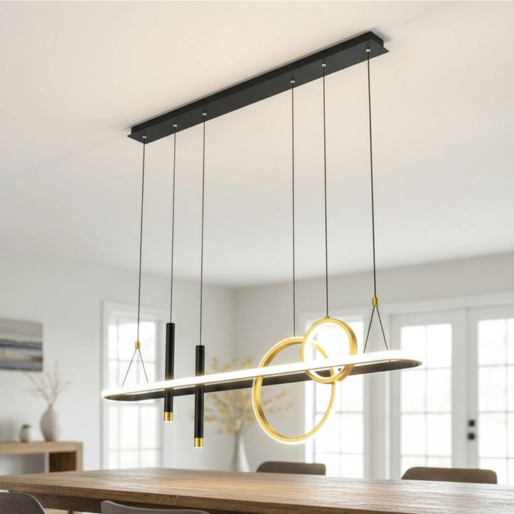 Chandelier Lighting Modern Black/Gold Metal Liner