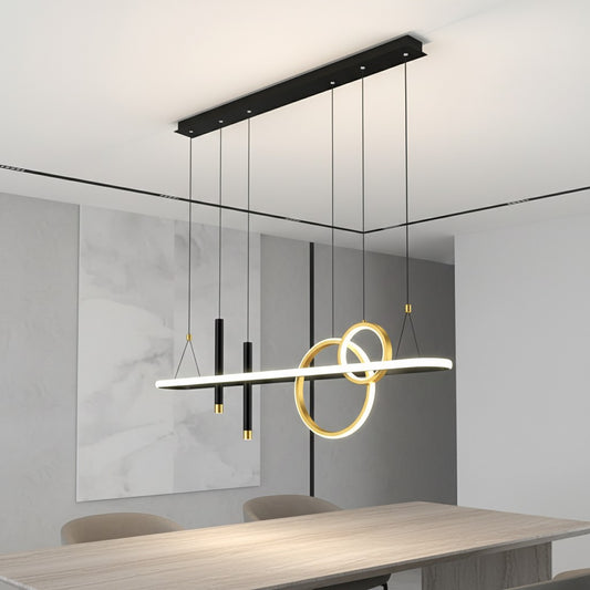 Chandelier Lighting Modern Black/Gold Metal Liner