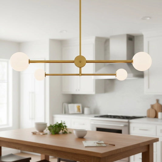 Zyen Modern Tiered Linear Multi Sphere Metal Chandelier