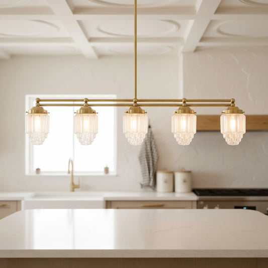 Umekia Vintage Tiered Column Glass Brass Chandelier