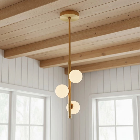 Macye Modern Sleek Rod 3-Light Brass Chandelier
