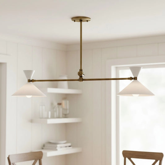 Elina Mid-Century Modern Linear Metal Cone Chandelier