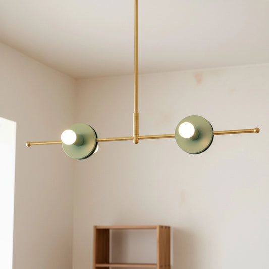 Treca Minimalist Linear Disc Gold Metal Chandelier